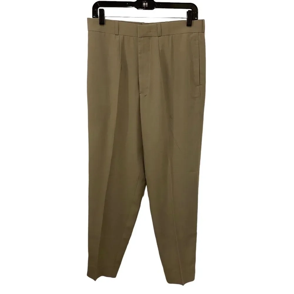 Bespoke Olive Green Pleated Trousers High Waisted Dress Pants Suit Separate M